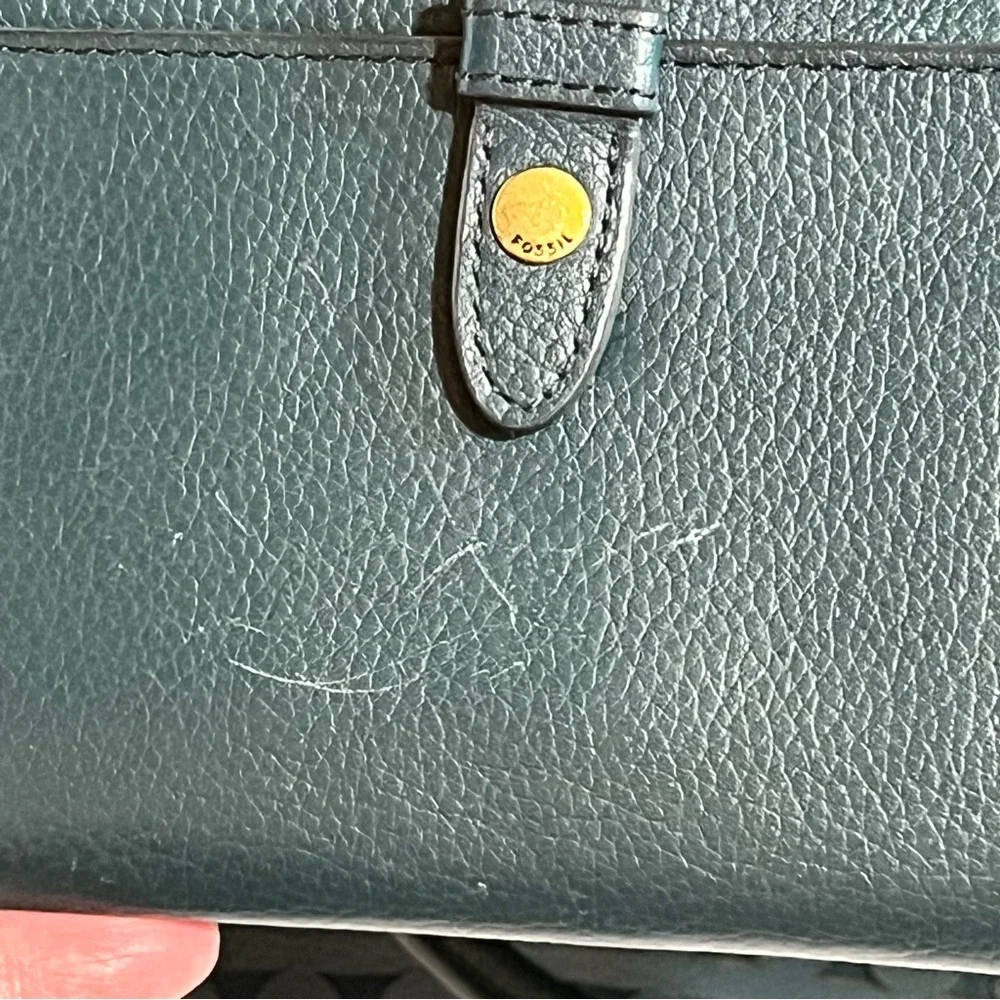 Fossil Green Ryder Satchel Crossbody Signature Jacquard style Leather Bag Wallet - Picture 8 of 14